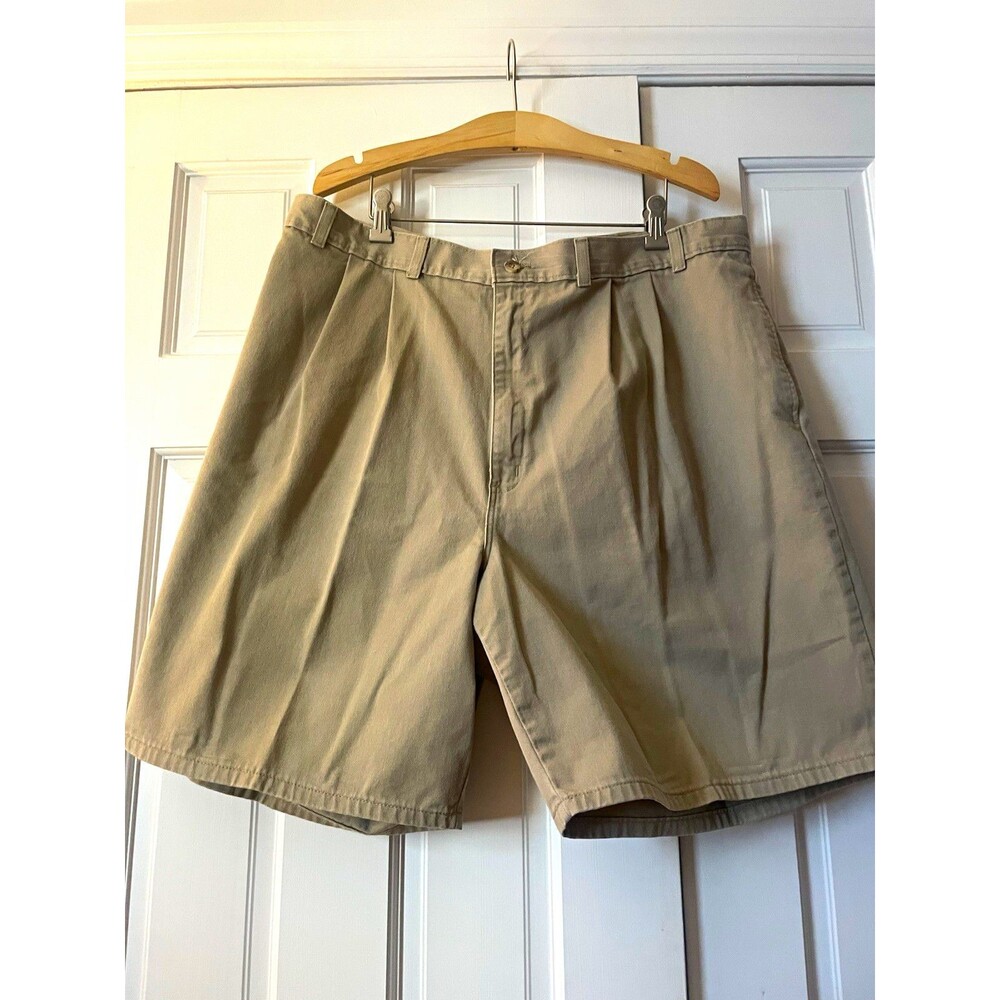 Duck Head Mens Pleated Chino Shorts Khaki Beige 100% Cotton Size 44 Vintage